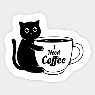 Cat I need Coffee Sticker